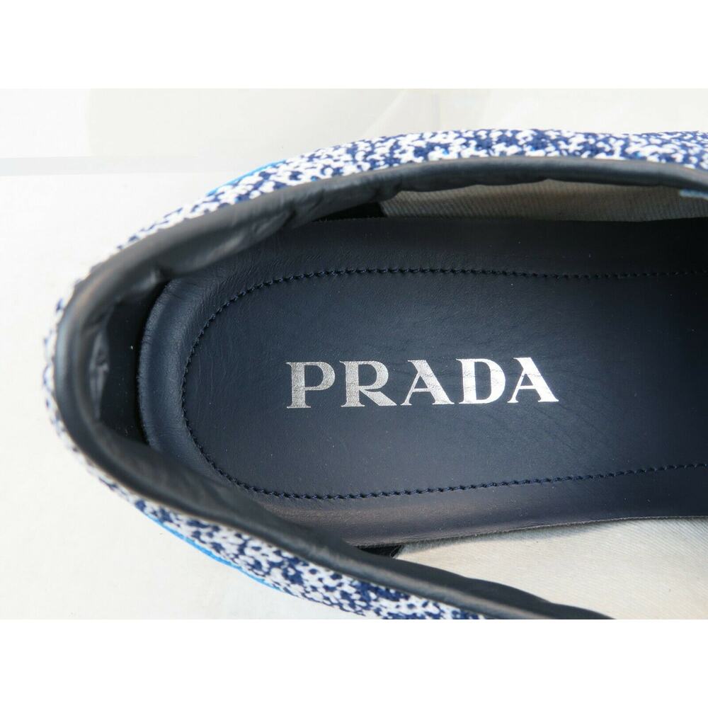 NIB PRADA 2EG272 BLUE FABRIC TRAINERS KNIT LOGO LACE UP SNEAKERS 7 US 8 ITALY - Picture 9 of 12